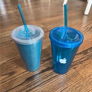 Blue and Glitter Tumbler Set with Straws